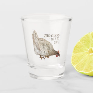 Verre A Shot Zéro nuque Texte gauche avec petit poulet brun