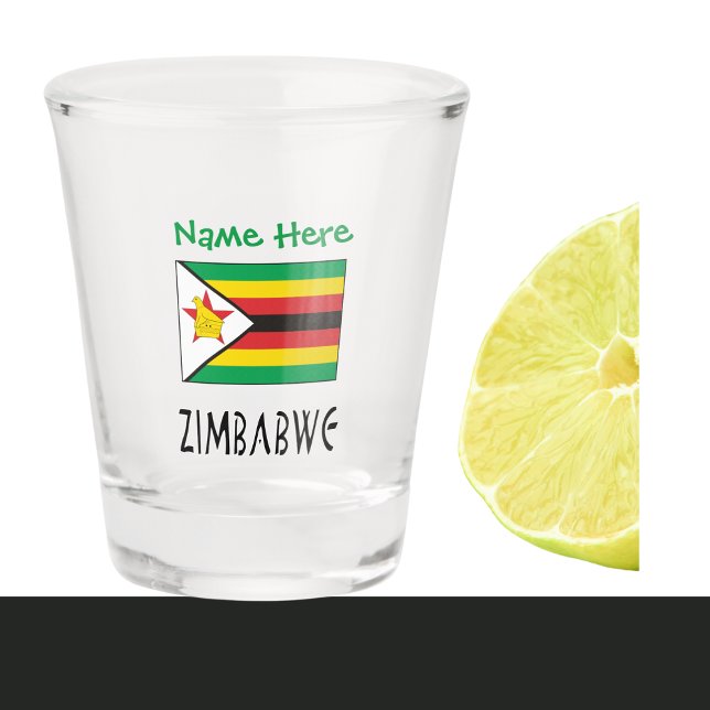 Verre A Shot Zimbabwe Drapeau du Zimbabwe Personnalisation vert (Créateur téléchargé)