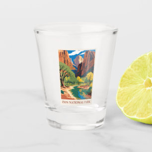 Verre A Shot Zion National Park Utah Montagnes Vintage