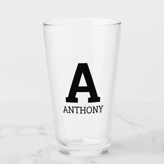 Verre à tumbler avec monogramme de lettre initiale (Devant)