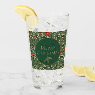 Verre à Tumbler en Verre à Motif de Houx de Noël