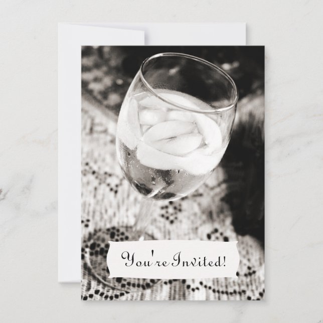 Verre à vin avec l'eau de glace Invitation (Devant)