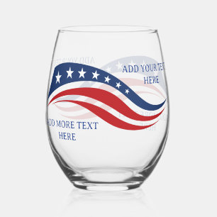 Verre à vin Drapeau USA Patriotique sans pied
