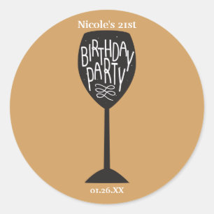 Verre à vin FÊTE D'ANNIVERSAIRE AUTOCOLLANTS DE TO