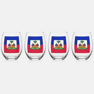 VERRE A VIN  IMPRIMEE AVEC LE DRAPEAU HAITIEN