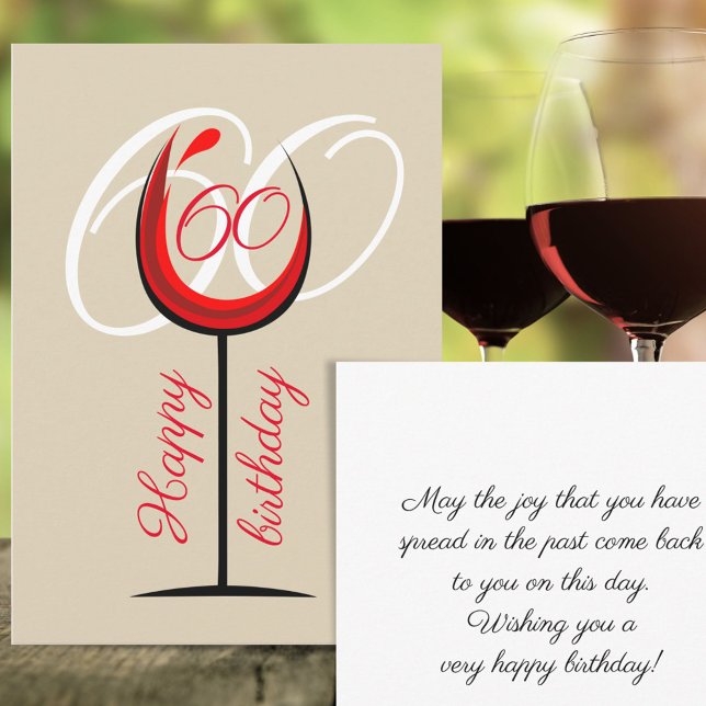 Verre à vin rouge moderne 60ème anniversaire (Créateur téléchargé)