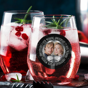 Verre À Vin Sans Pied 10e anniversaire du Mariage Noms photos Date