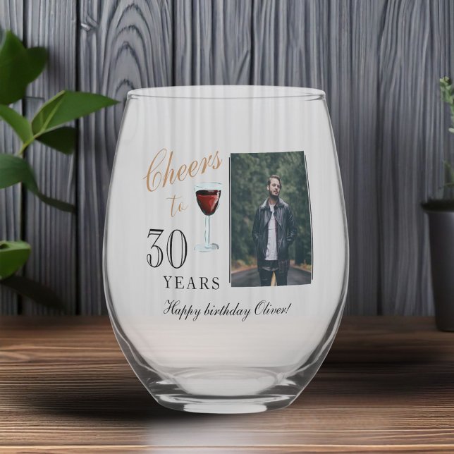 Verre À Vin Sans Pied 30 ans Vin rouge 30e anniversaire Photo (Créateur téléchargé)