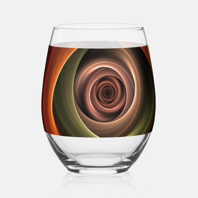 Verre À Vin Sans Pied 3D Spirale Abstraite couleurs chaudes Art fractal  (Recto)