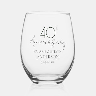 Verre À Vin Sans Pied 40e anniversaire du Mariage Keepsaké