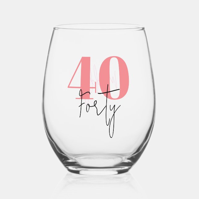 Verre À Vin Sans Pied 40e anniversaire personnalisé (Recto)