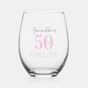 Verre À Vin Sans Pied 50e Anniversaire Personnalisé Rose Noir