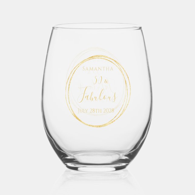 Verre À Vin Sans Pied 50th Birthday Party Gold Typography Personalized (Recto)