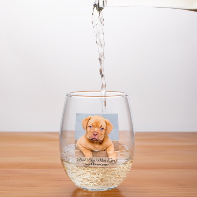 Verre À Vin Sans Pied À la meilleure maman de chien jamais personnalisé  (Créateur téléchargé)