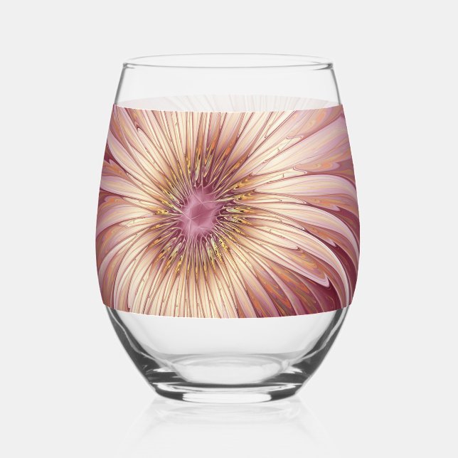 Verre À Vin Sans Pied Abstract Flower Fractal Art & Shades of Burgundy (Recto)