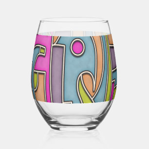 Verre À Vin Sans Pied Abstrait géométrique Mod des années 60 coloré