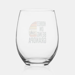 Verre À Vin Sans Pied Accro au fait d'être grand-père pêche rétro vecteu