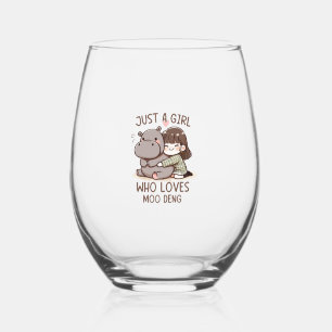 Verre À Vin Sans Pied Adorable Baby Hippo, Jus Une Fille Qui Aime Moo De