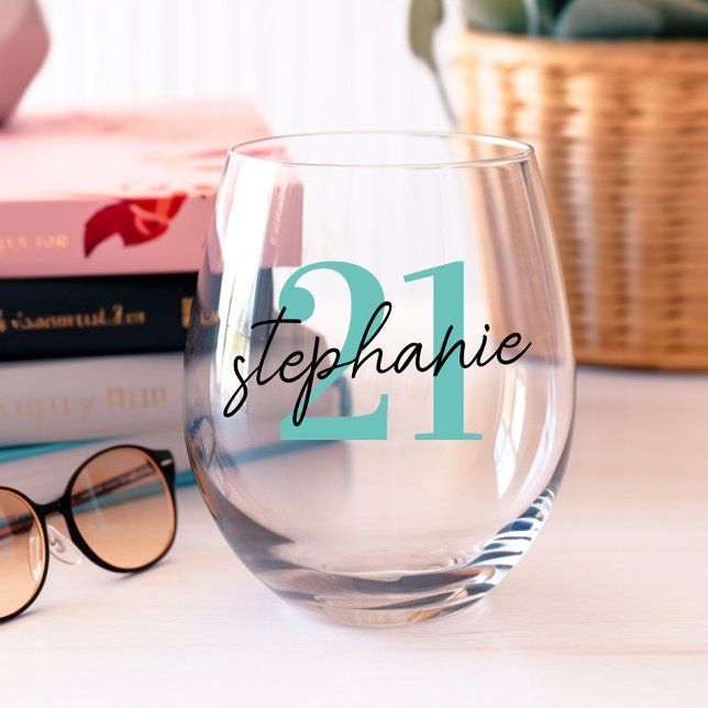 Verre À Vin Sans Pied Âge et nom Anniversaire (Créateur téléchargé)