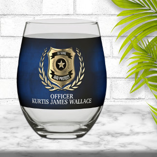Verre À Vin Sans Pied Agent de police Bouclier personnalisé