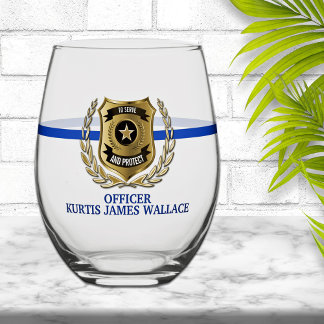 Verre À Vin Sans Pied Agent de police Bouclier personnalisé