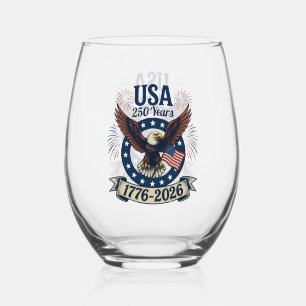Verre À Vin Sans Pied Aigle Américain Patriotique 250 Ans 1776-2026