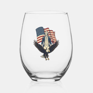 Verre À Vin Sans Pied Aigle Patriotique et Général Colonial Vintage Vect