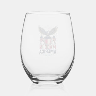 Verre À Vin Sans Pied Aigle Patriotique Fabriqué en Amérique Chemise 4 J