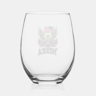 Verre À Vin Sans Pied Aigle Patriotique Merica Vintage Vector Design de
