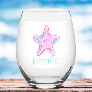 Verre À Vin Sans Pied Aiguille rose tropicale Preppy Personnalisée