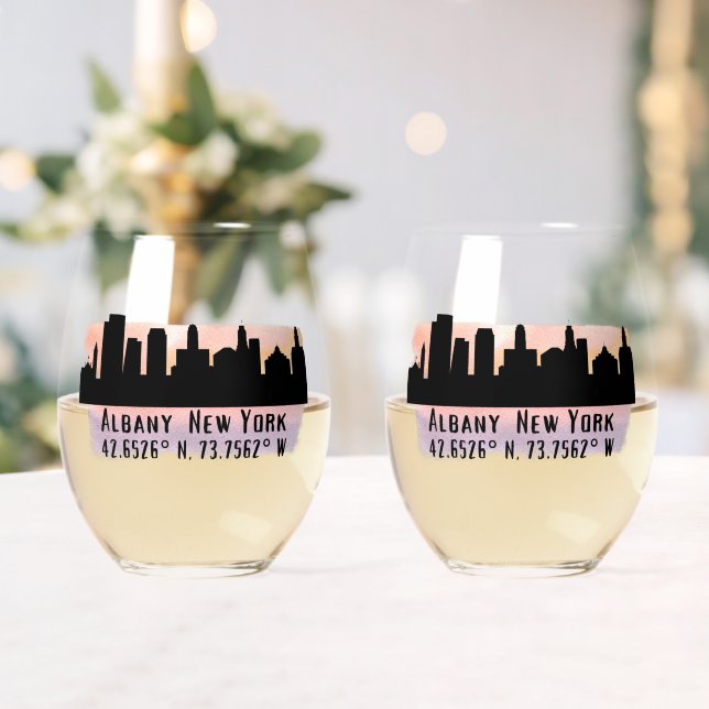 Verre À Vin Sans Pied Albany NY City Skyline Beer (Insitu (Mariage))
