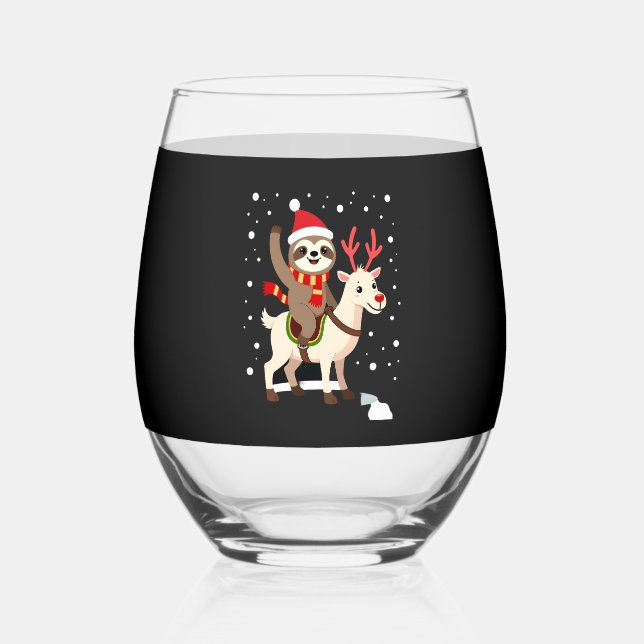Verre À Vin Sans Pied Alpaca Sloth Christmas (1) (Recto)