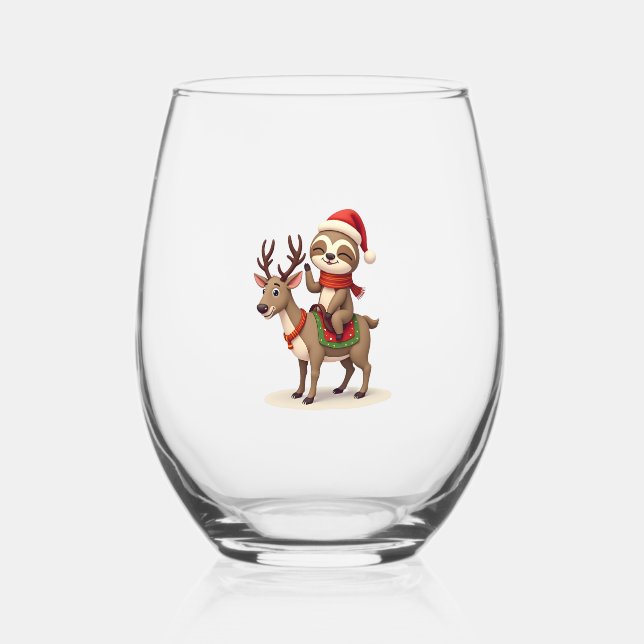 Verre À Vin Sans Pied Alpaca Sloth Christmas (1) (Recto)