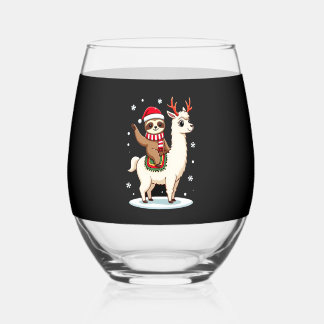 Verre À Vin Sans Pied Alpaca Sloth Christmas (3)