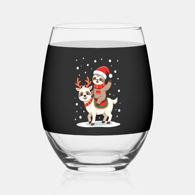 Verre À Vin Sans Pied Alpaca Sloth Christmas (4) (Recto)