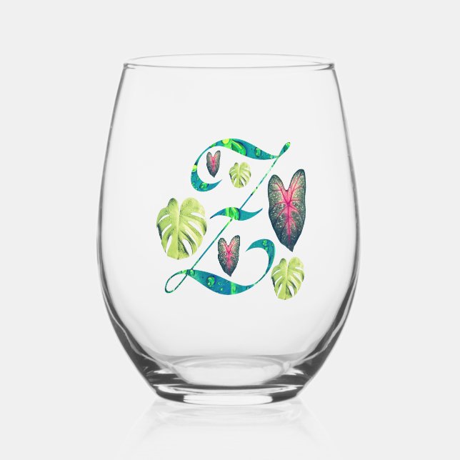 Verre À Vin Sans Pied Alphabet Monstera "Z" (Recto)