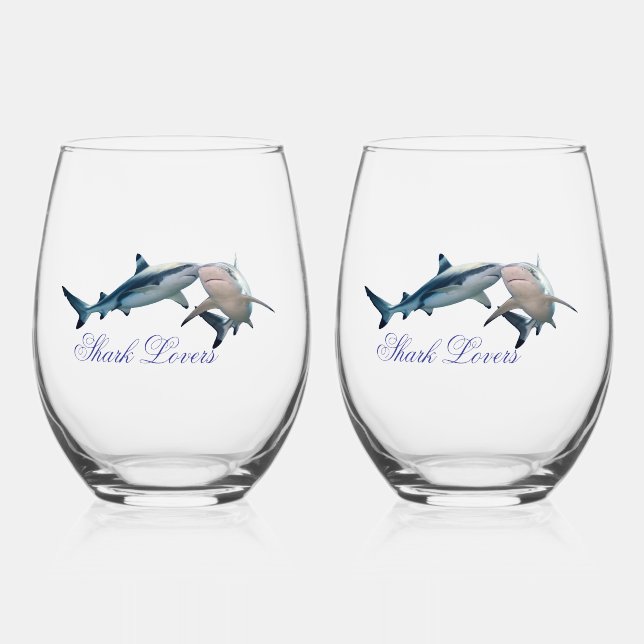 Verre À Vin Sans Pied Amateurs de requins mignons (Recto)