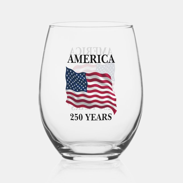Verre À Vin Sans Pied America 250 Years Flag (Recto)