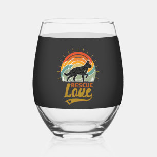 Verre À Vin Sans Pied Amour de sauvetage Chien Arbres Rétro Coucher de s