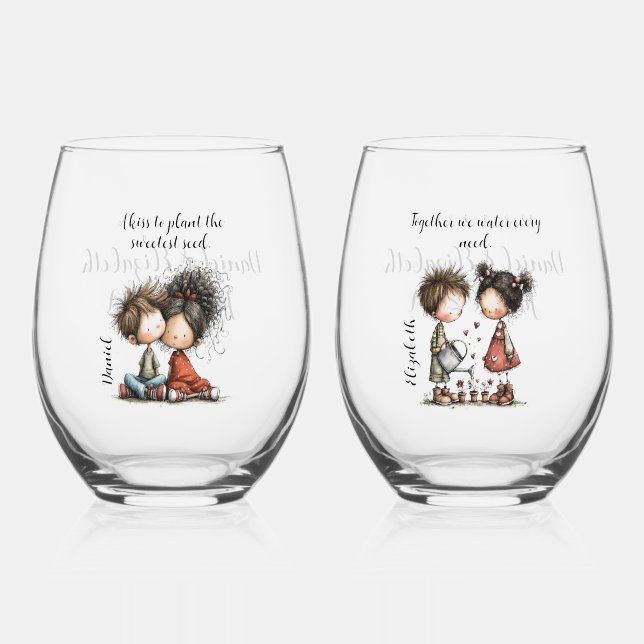 Verre à vin sans pied Amour Fantaisiste  (Recto)