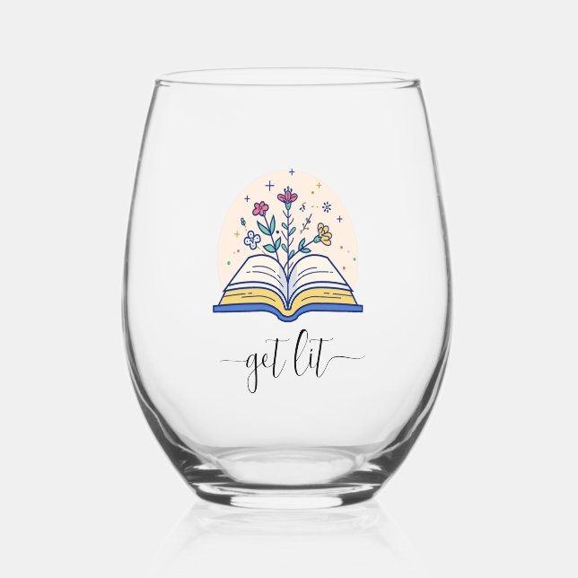 Verre À Vin Sans Pied Amoureux de livres lits amusants (Recto)