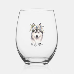 Verre À Vin Sans Pied Amoureux des chiens sibérien Husky