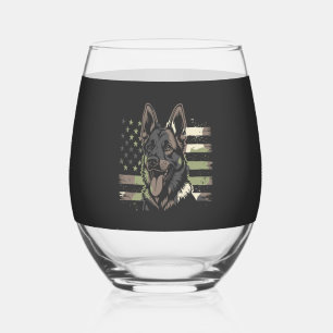 Verre À Vin Sans Pied Amoureux du Berger Allemand USA Drapeau Américain