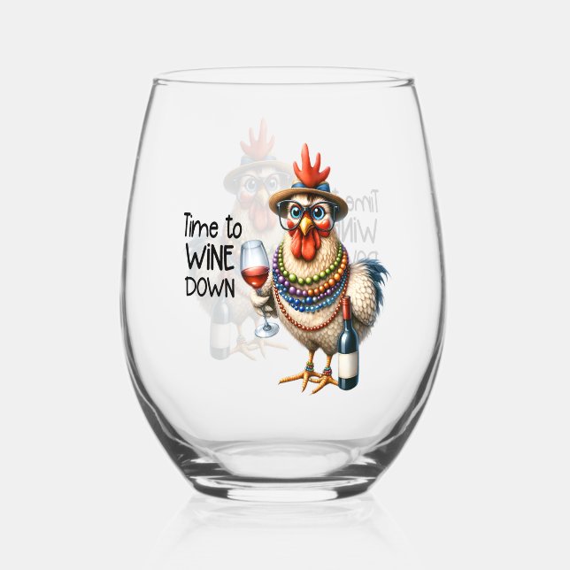 Verre À Vin Sans Pied Amoureux du vin/poulet (Recto)