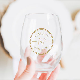 Verre À Vin Sans Pied Ampersand classique Mariage personnalisé