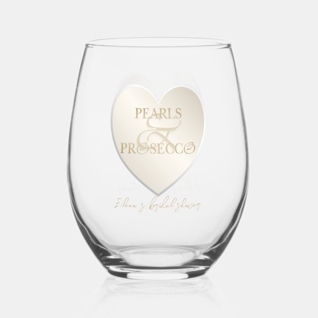 Verre À Vin Sans Pied Ampersand Coeur Perles Poursuivre Chic Fête des ma (Recto)