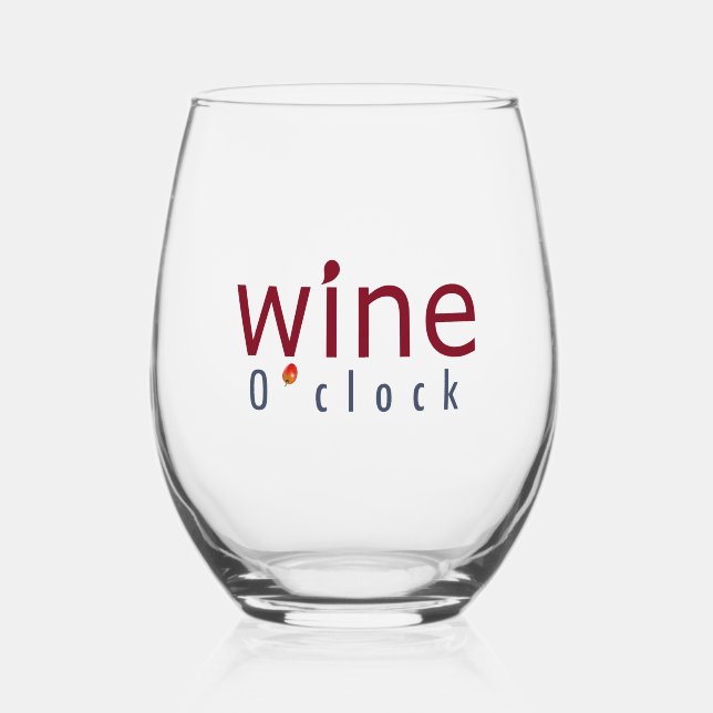 Verre À Vin Sans Pied Amusant Élégant "Vin O'clock" Grappe et Vin Drop A (Recto)