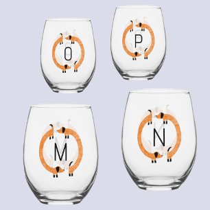 Verre À Vin Sans Pied Amusants Dachshund Wiener Saucisse Chien Monogramm