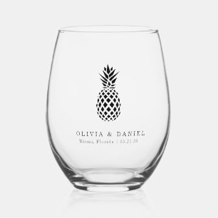 Verre À Vin Sans Pied Ananas Tropical Destination Mariage Faveur