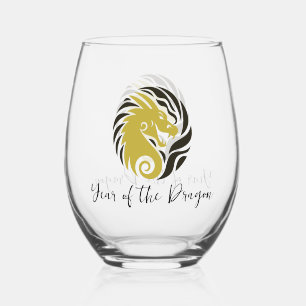 Verre À Vin Sans Pied Année du Dragon Design Verre sans pierre